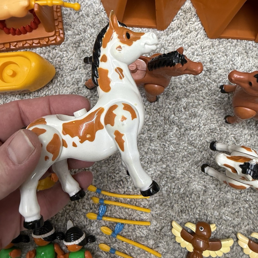 Vintage Playskool Lil' Playmates figures horses natives boats grills huge lot - Picture 9 of 16